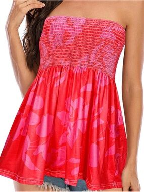 Women’s Red Pink Ombre Polyester Top Size Large